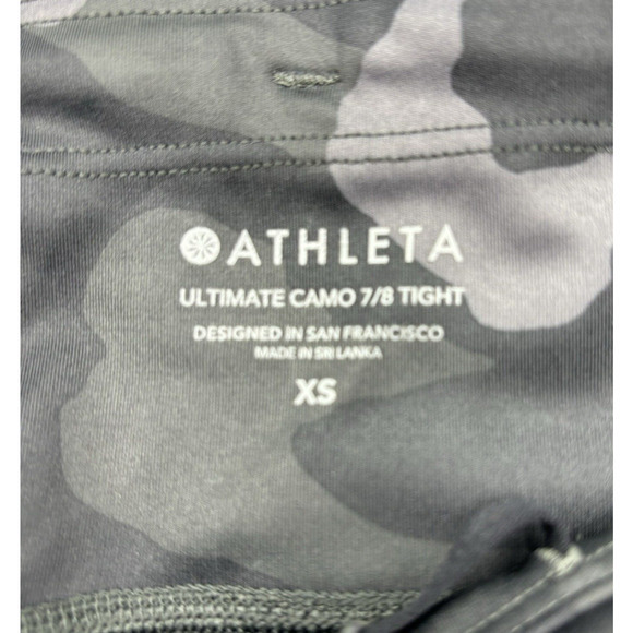 ATHLETA Ultimate Camo 7/8 Tight Women's Size XS‎ Gray/Black Camo Leggings - Picture 2 of 8